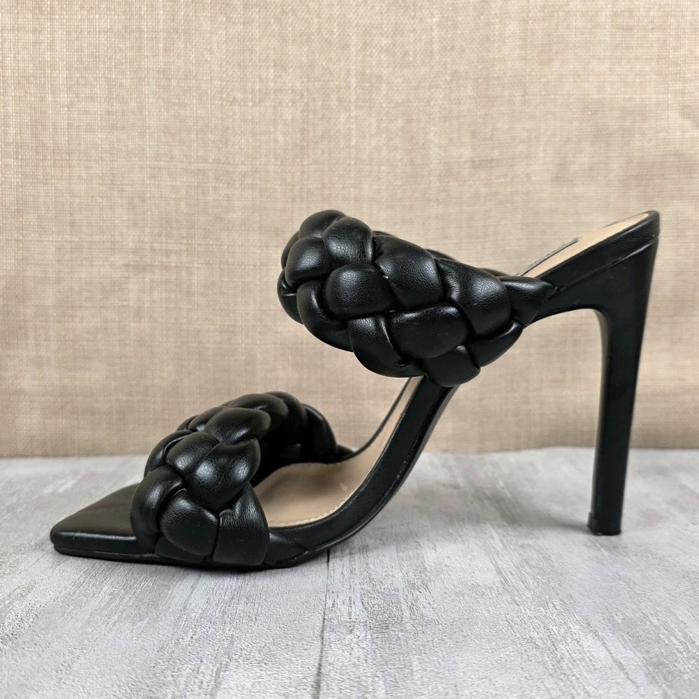 Steve Madden Women's Kenley Heeled Sandal‎ Black 8M Stiletto Braided Disco Party - Picture 2 of 10